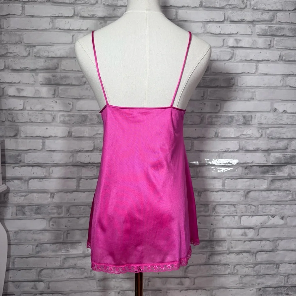 Vintage Pink Lace Silky Chemise Top - Picture 5 of 11